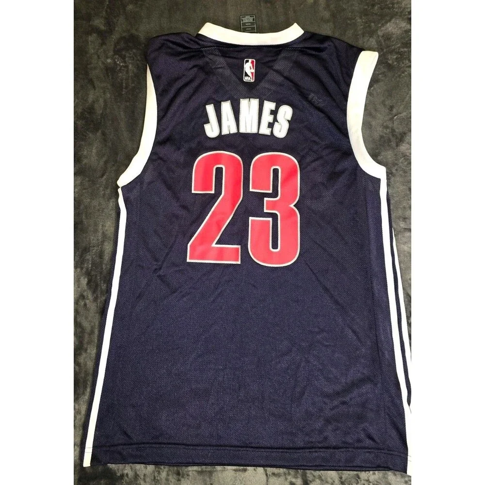 Adidas Lebron James Cavaliers Navy and White NBA Basketball Jersey Mens S #23